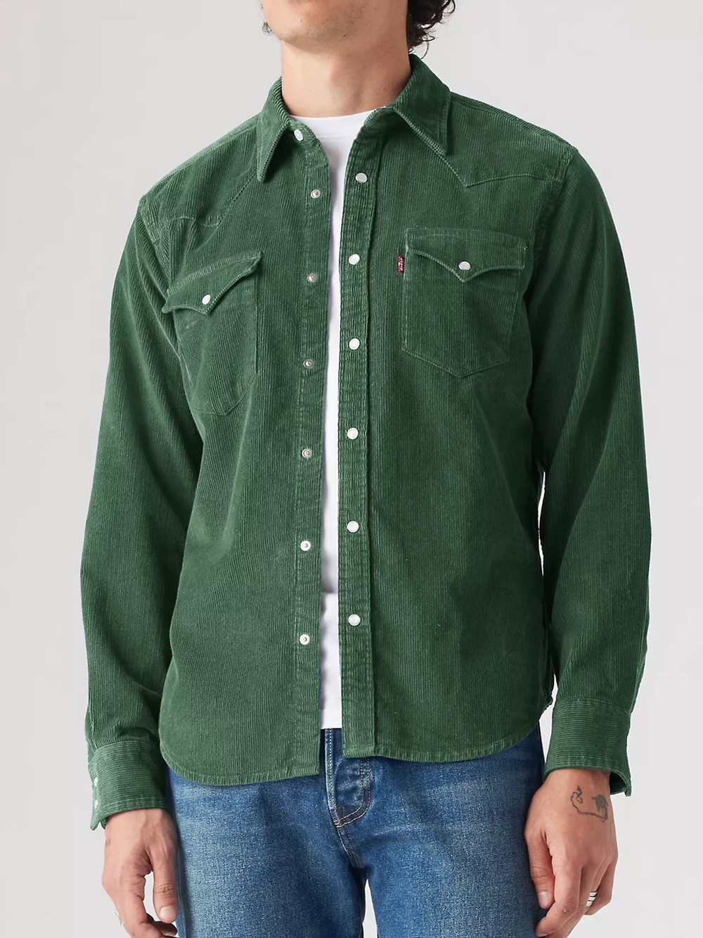 Levi’s Mens Forest Green Corduroy Western Shirt Large